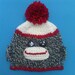 Baby Sock Monkey Hat for Baby boy or Baby Girl Charcoal Gray, white and red Newborn baby photo prop