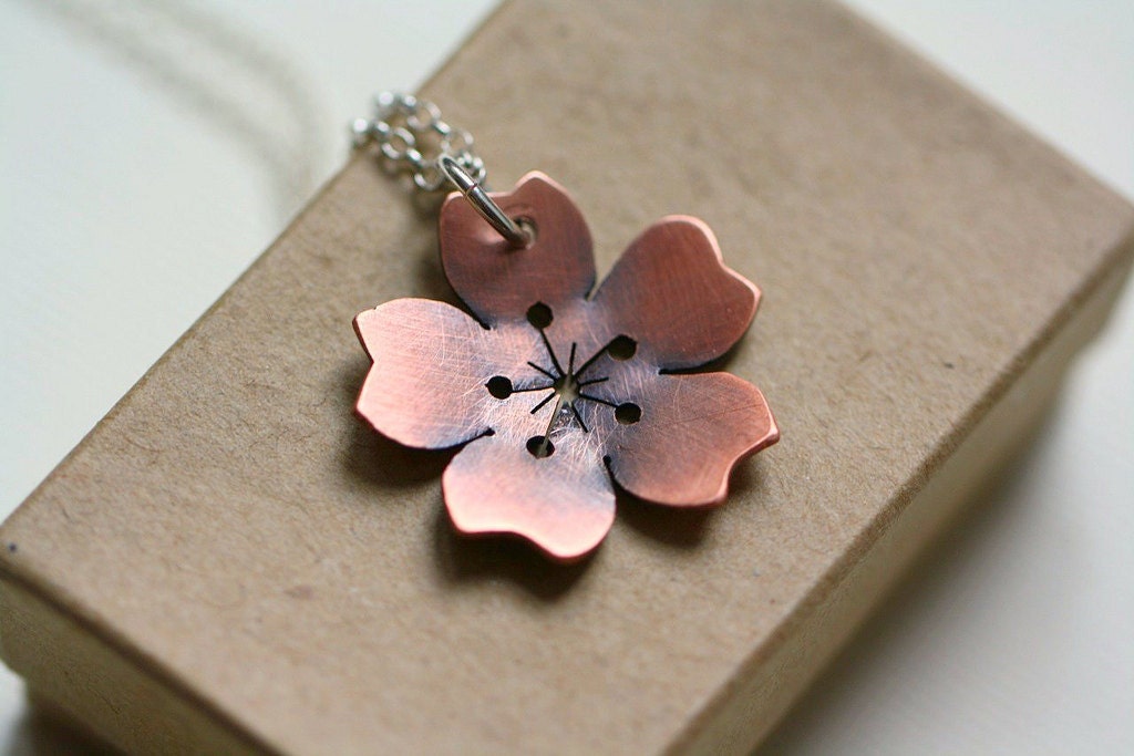 Large Cherry Blossom necklace in copper