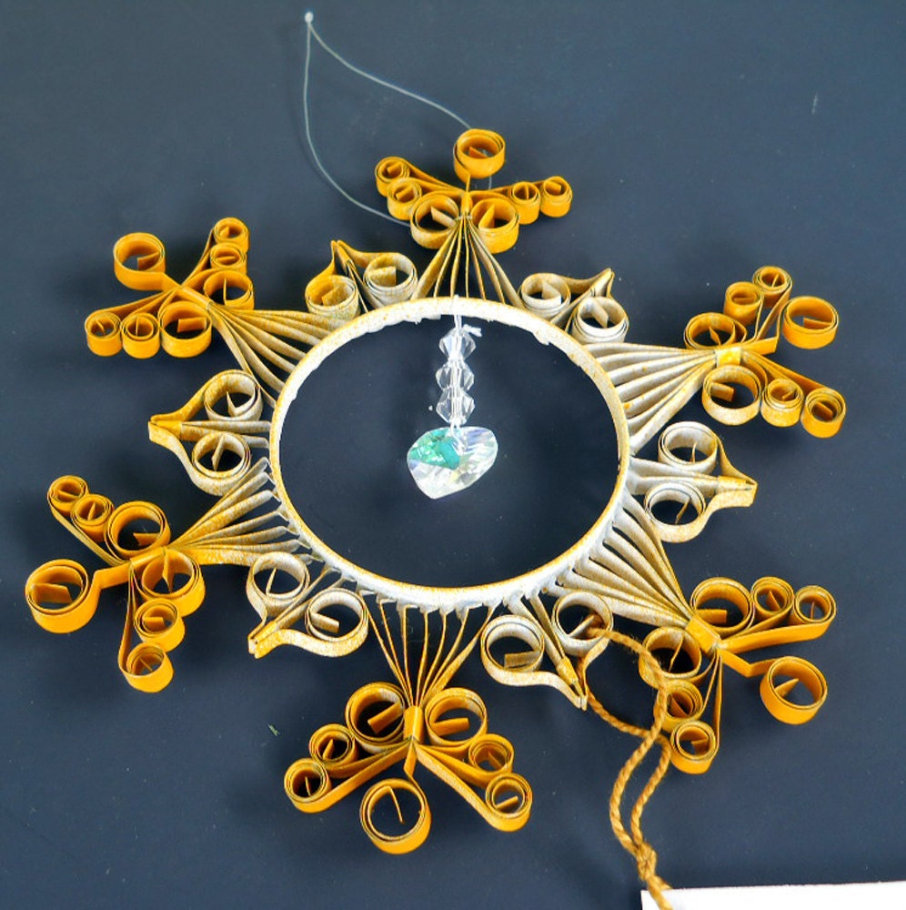 Yellow Angel Sun Catcher - Quilled Aluminum Can