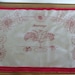 Vintage Hand embroidered wall hanging, organic homespun linen Polish folk art, "good apetite" in Polish, hand embroidery in red