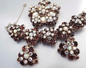 Juliana Rhinestone Bracelet Earrings Brooch Authentic Bookpiece Vintage 1960s Jewelry