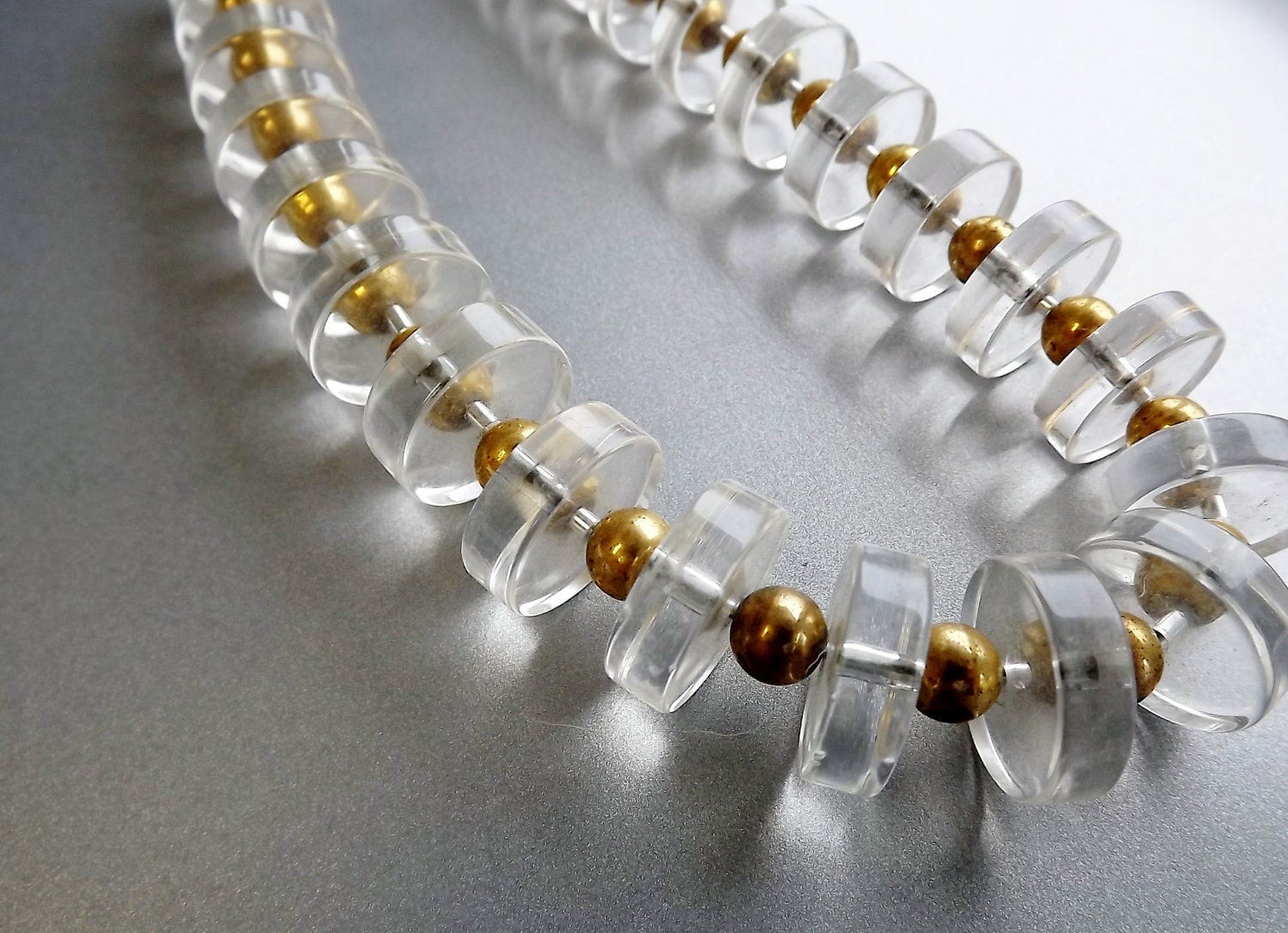 Lucite Necklace Chunky Disc Vintage Jewelry