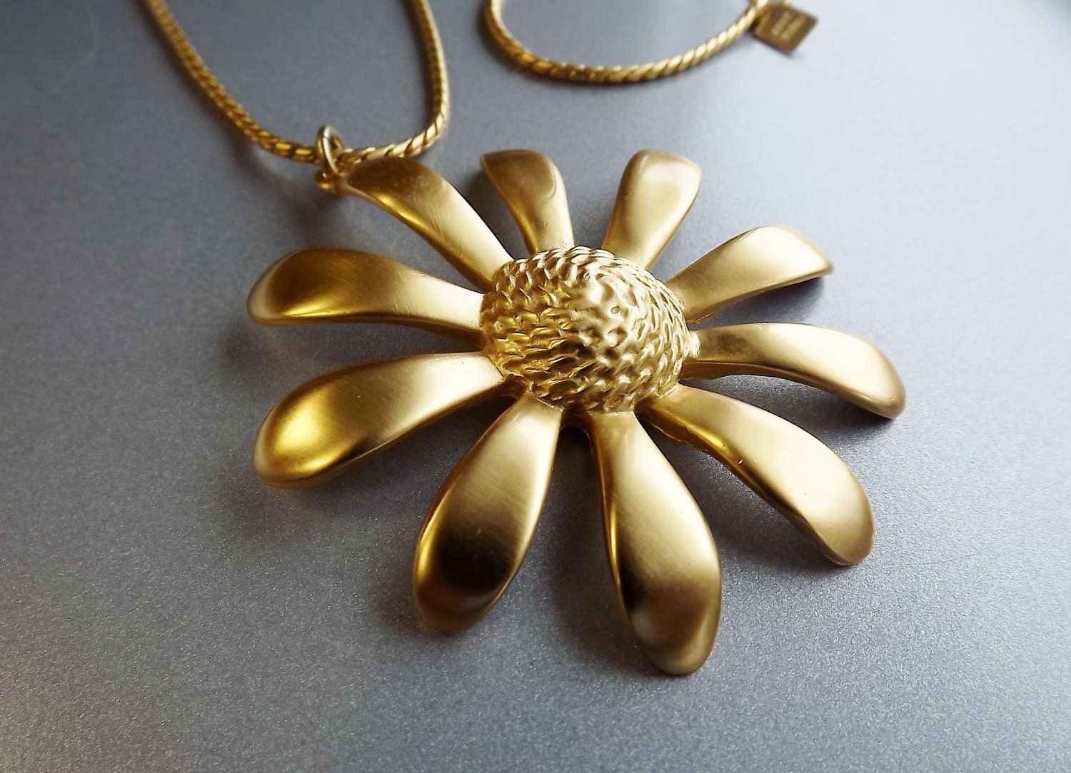 Vintage Anne Klein Flower Necklace Bold Long Costume Jewelry