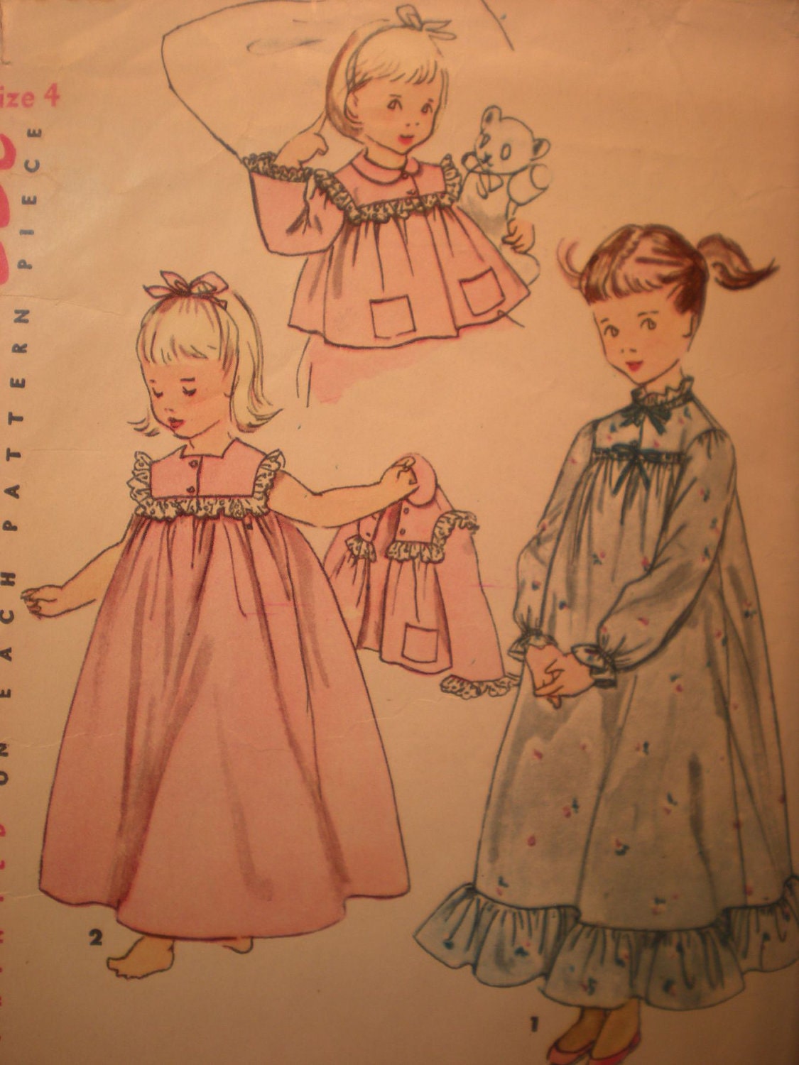 Simplicity 4502 - Girls Nightgowns and Bedjackets - Vintage 1950s - Absolutely Adorable & BEAUTIFUL