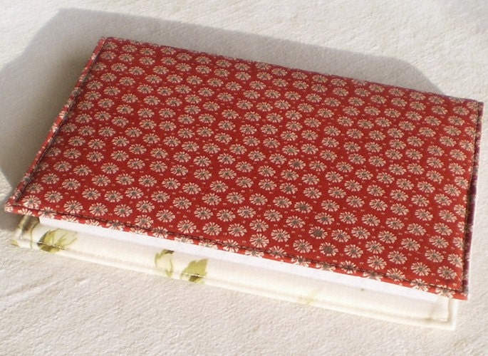 Fabric Journal Cover - Red Rose - Fabric A6 Notebook, Diary  - Pink Japanese Flowers on White