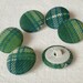 Fabric Buttons - Scottish Tartan - 6 Small Green, Blue and Beige Plaid Fabric Covered Buttons