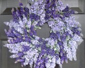 Silk Lavender Wreath, Spring Wreath, Mother's Day Gift, Bathroom Decor, Summer Weddding Wreath- 20 inch