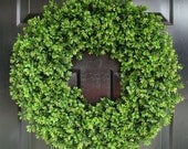 Year Round Wreath, Artificial Boxwood Door Wreath, 20 inch Front Door Spring Wreath, Wedding Decor