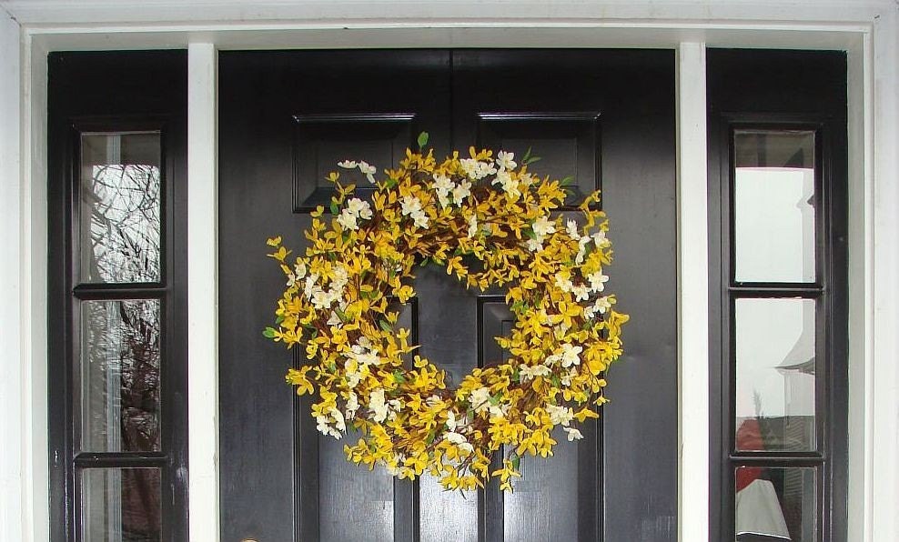 Year Round Wreath- Spring Forsythia Wreath- Forsythia Spring Wreath-Door Wreath