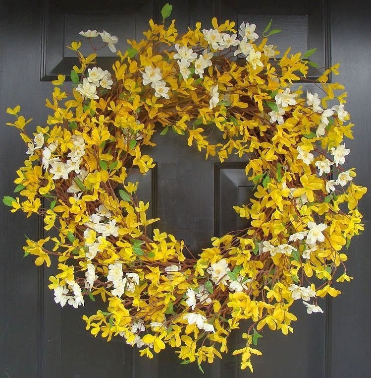 Year Round Wreath- Spring Forsythia Wreath- Forsythia Spring Wreath-Door Wreath