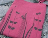 Tote Bag Screenprinted Botanical Berry/Chocolate