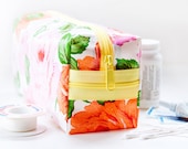 Makeup Bag Toiletry Kit Cosmetic Case Rose Oilcloth Small