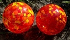 Hand blown glass float (medium) - Red, yellow and orange