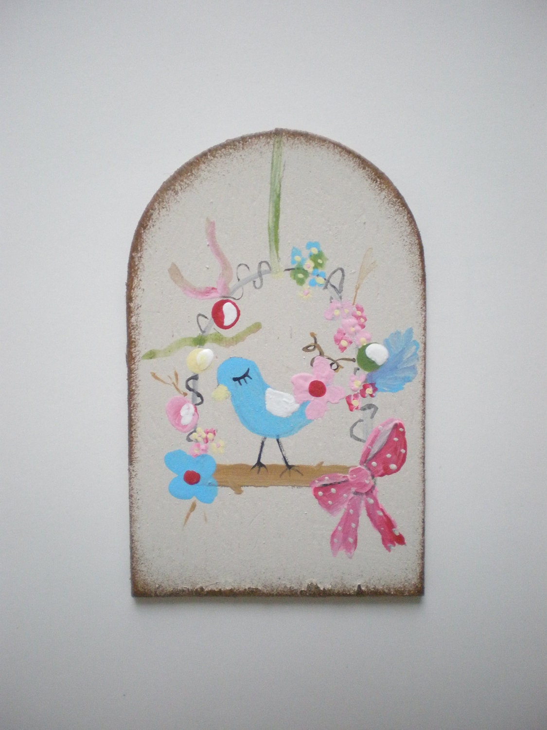 Blue Bird on a Perch Painting Dollhouse 1 Inch Scale Handpainted