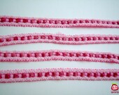 Pink and Crimson Trim, fabric trim, ribbon, lace, cotton, girl, card decoration, party, wedding, gift wrap, 2 yard, 1/2 inch wide