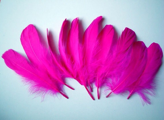 Very Hot Pink Fake Feathers artificial feather faux by iammie