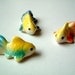 Miniature goldfish figurine, Yellow Orange Goldfish figure, ceramic animal, ceramic fish, animal, mini animal, miniature fish, tiny fish