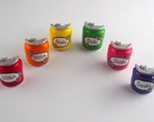 Soda can magnet - pick your color, cute fridge magnets, miniature soda cans, cherry, strawberry, lemon, lime, orange, grape