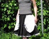 Black y White bustle Skirt lolita maid style inspired skirt Handmade