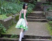 Arsniccandy Vintage inspired Alice in Wonderland Sweet lolita Green gingham layered skirt Handmade