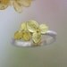 Hydrangea Blossom Ring, Stacking Ring, Sterling Silver, 18k gold Flowers, Botanical, Made to order