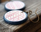Wood Dangle Earrings Vintage style Eco fashion Upcycled paper Handmade by The Paisley Mill . GiNGeR