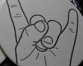 Rock Horns - Letterpress Coaster Set (8 per package)