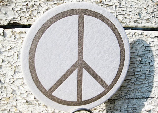 Peace Sign - Letterpress Coaster Set (8 per package)