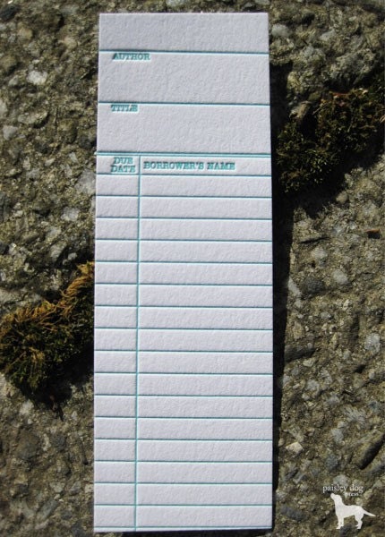 Library Card - Letterpress Bookmark