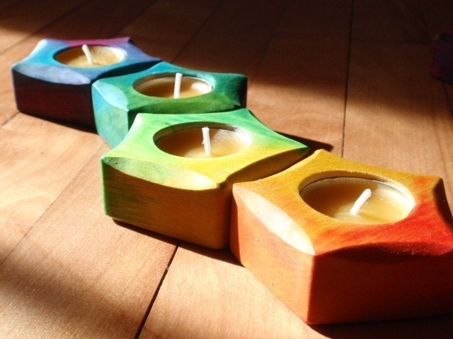 spectrum - waldorf candle holders  - (set of 4)