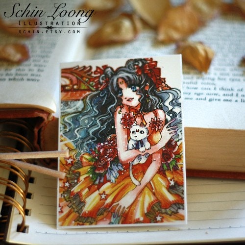 ACEO. Princess Luna. sailor moon anime manga kawaii original art