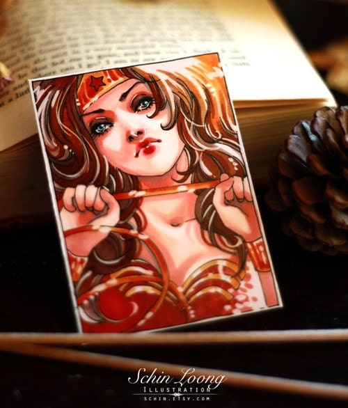 ACEO. Wonderwoman. Marvel DC Comics Batman