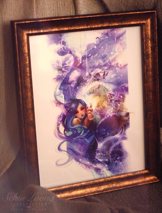 Siren. mermaid tori amos blue swim water fantasy art print
