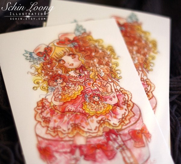 Dolly time. doll sweet lolita tea party BJD kawaii art print