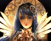 Mechanical Fairy. steampunk art nouveau victorian clock gears mucha