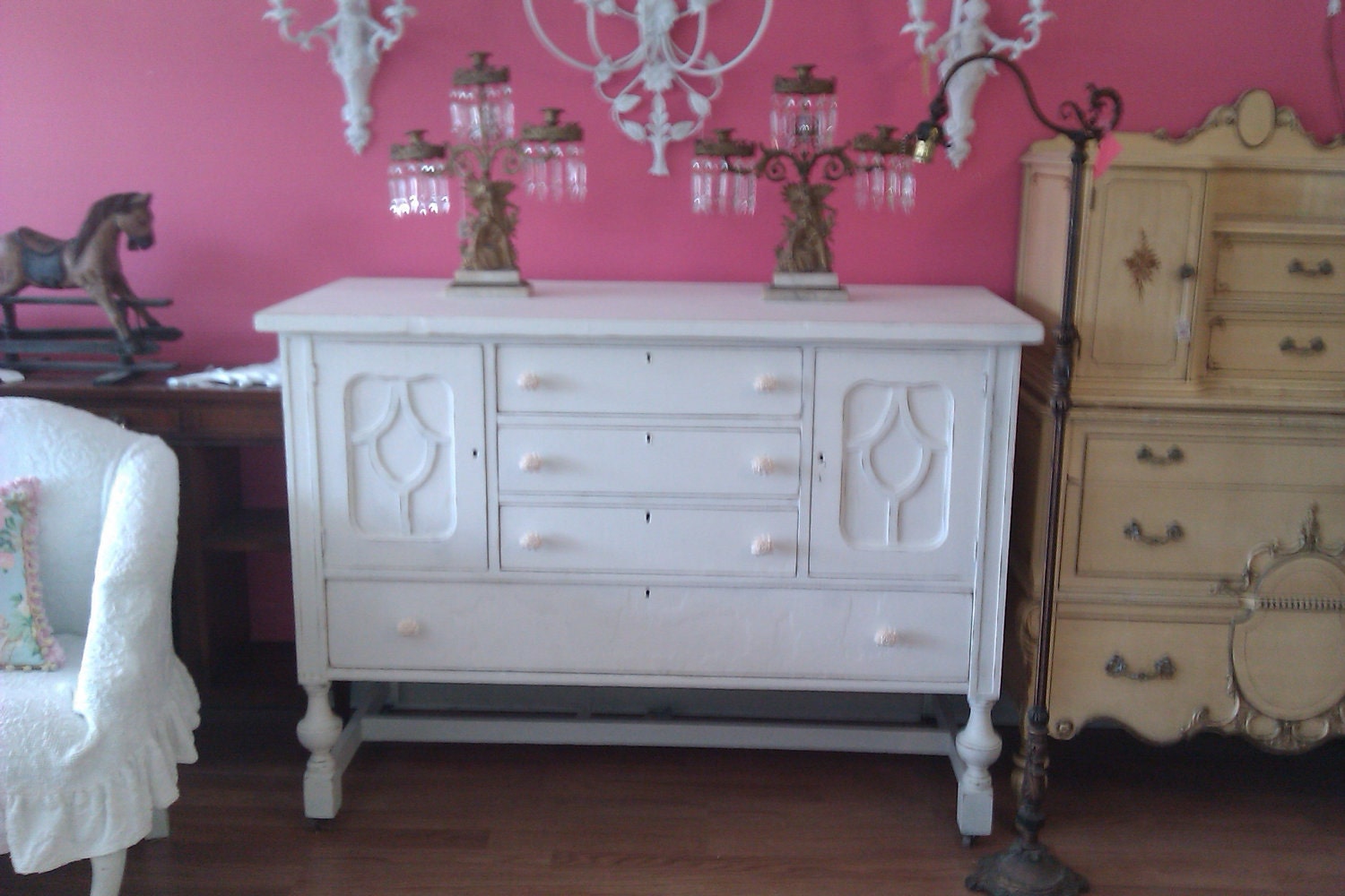 buffet shabby chic antique server white distressed tv cottage prairie dining entertainment