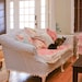shabby chic sofa couch vintage chenille bedspread slipcover custom made to order cottage prairie