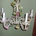 vintage white shabby chic tole roses chandelier chippy rusty cottage prairie lighting