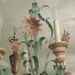 vintage shabby chic tole chandelier aqua blue green pink cottage prairie lighting floral