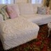 shabby couch sofa sectional chic white vintage chenille bedspread slipcover pom pom trim