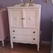 antique dresser shabby vintage chic white distressed cottage vintage prairie painted bird ribbon tall