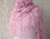 Classical Pink Mohair Triangle Shawl