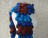 Bubble Scarf , Mohair, Turquoise,  Blue,  Brown