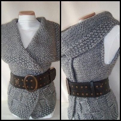 Bulky Reversible Charcoal Grey Modern Vest / Outerwear