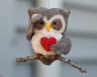 Needle Felted Owl Ornament - Searching with Heart
