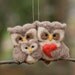 Needle Felted Owl Ornament - Family of Three