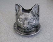 Black Cat Doll  head Planter on Saucer