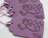Fairy Gift Tags Make a Wish - Set of 6 - Custom Colors Available - Fairy Birthday Party Princess Party Favor Tags Il_170x135