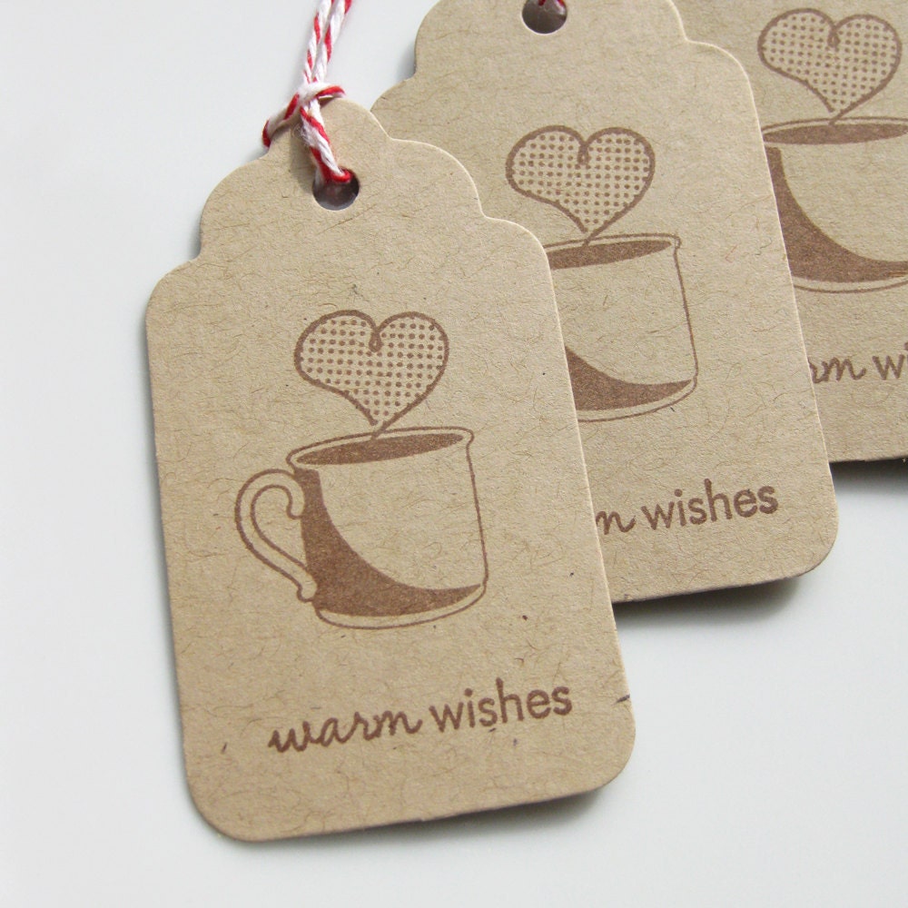 Warm Wishes Tags - Set of 8 - Gift Packaging Party Favor Tags Christmas Tags Il_570xn