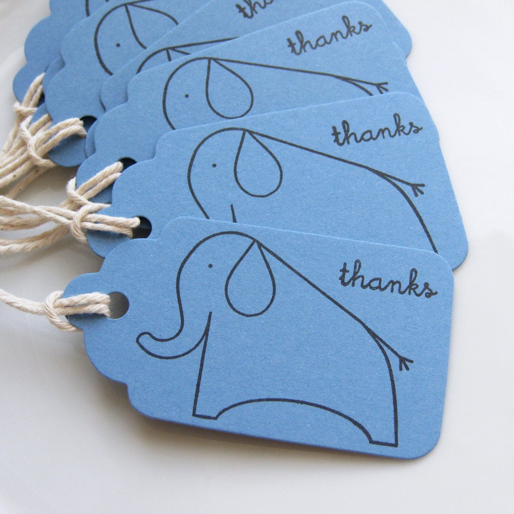 Elephant Gift Tags Thanks - Set of 8 - Elephant Baby Shower Elephant Birthday Party Thank You Favor Tags Il_570xn